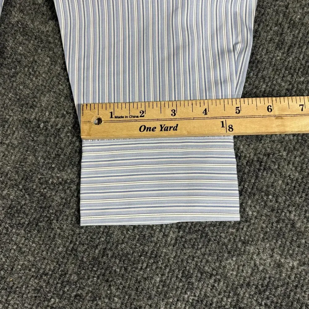 Polo Ralph Lauren Shirt Mens 17 43 Blue Stripe Douglas Classic Dress Button Down